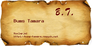 Bums Tamara névjegykártya